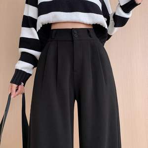 Grey Woolen Polyester Boot Cut Suit Pants <strong>Women</strong> Autumn-Winter 2025. New Style. High-Waisted. Thickly <strong>Lined</strong>. Regular Fit. Pants - Product Image 6