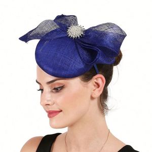 Sombrero Fascinador Retro de Cáñamo Estilo Moda al por Mayor para Pasarela, Accesorios Nupciales para el Cabello, Vestido de Noche y Boda - Product Image 1