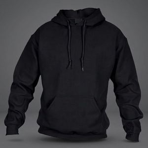 Men's Black Hooded <b>Sweatshirt</b> Regular Fit Cotton Fleece Casual Pullover with Pocket Autumn Wear - Product Image 3