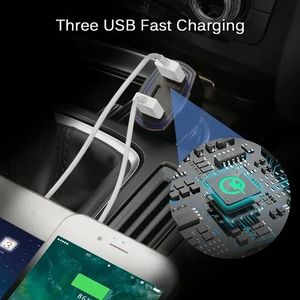 ที่ชาร์จในรถยนต์ QC3.0 Quick 3 พอร์ต 3.5A พร้อมไฟ LED พอร์ตคู่ USB และพอร์ต Type C สำหรับโทรศัพท์มือถือทุกรุ่น - Product Image 4