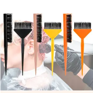 Three-Row DIY Nylon Tinting Brush Set Professional Hair Coloring Brush Anti-Slip Feature Disposable Black Shop Hair Dye Comb Kit