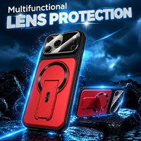 Coque pour iPhone avec support magnétique invisible pour iPhone 18 Pro Max, protection intégrale anti-rayures, toucher agréable, antichoc, avec béquille