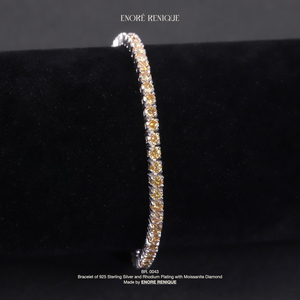 Pulsera de tenis de moissanita color champán, de plata de ley 925 que no se deslustra, joyería de moissanita VVS para mujer y <span class=keywords><strong>hombre</strong></span> - Product Image 1