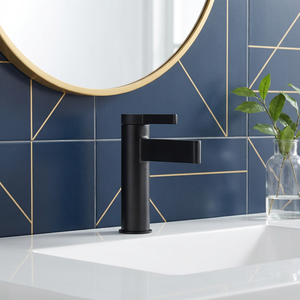 Grifo <span class=keywords><strong>de</strong></span> <span class=keywords><strong>Baño</strong></span> Moderno Negro Mate Tipo Cascada, Mezclador <span class=keywords><strong>de</strong></span> Lavabo <span class=keywords><strong>de</strong></span> un Solo Orificio con Manija <span class=keywords><strong>de</strong></span> Palanca Moderna - Product Image 3