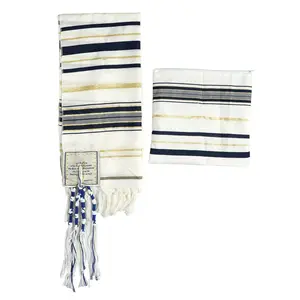 Lenços de oração de poliéster 50x180cm para muçulmanos de Israel, xale de oração judaico Talit Dejewish Tallit