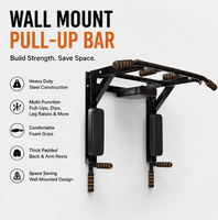 Barre de traction murale avec station de dips, poignées multi-grip et dossier de soutien, gain de place pour entraînement à domicile