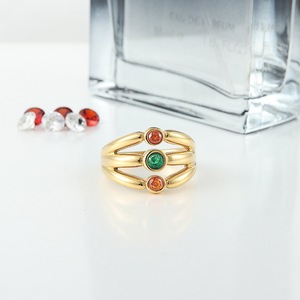yunnique <b>Titanium</b> Steel Hollow Gemstone <b>Ring</b> Gold Bezel Setting Flower Shape Unisex Jewelry Gift 210109 - Product Image 3