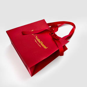 Tùy chỉnh in Túi giấy Kraft đỏ sang trọng với ruy băng Quà tặng đám cưới và mua sắm bao bì nghệ thuật phong cách giấy - Product Image 3