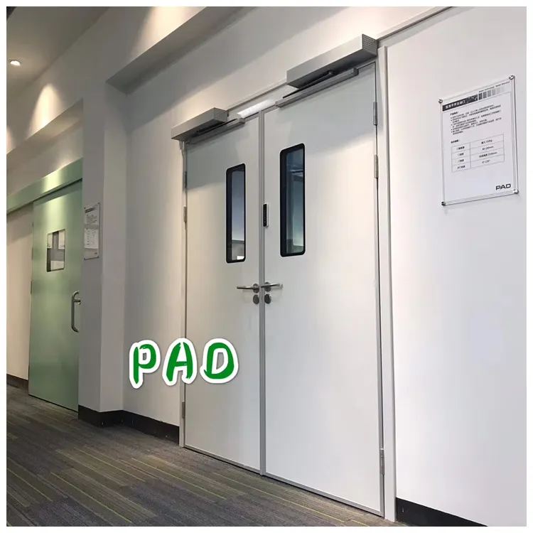 Puerta de operación de doble puerta abatible para hospital, automática