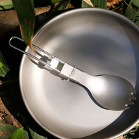 Titane Spork Cuillère Pliante Vaisselle Extérieure Camping Ustensiles De Cuisine Léger Plié Couverts pour Camping Accessoires
