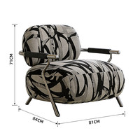 Fauteuil de salon individuel en acier inoxydable, jacquard multifacettes noir et blanc, style minimaliste moderne italien, mobilier de maison