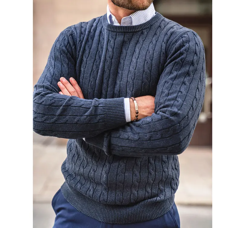 OEM/ODM Men's Cotton Pullover Sweater Dress Custom Autumn & Winter Plus Size Knit Men's Rib Sweaters