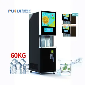 Thương mại chine nhà máy trực tiếp 60kg ice cubes Máy bán hàng tự động tự dịch vụ nước và nước đá Máy bán hàng tự động cho siêu thị