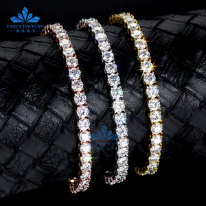 Bracelet <span class=keywords><strong>de</strong></span> tennis <span class=keywords><strong>de</strong></span> luxe en or massif 10K 14K avec diamant LAB brillant 2MM 3MM 4MM chaîne à maillons en diamant glacé pour cadeau - Product Image 5