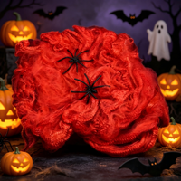 Toile d'araignée d'Halloween en coton coloré extensible avec araignées noires pour décorations de fête maison hantée