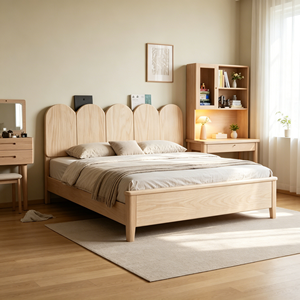 Minimalist Birch Wood Queen Bed <b>Frame</b> with Plywood Panel Design and Storage Drawers - Product Image 5