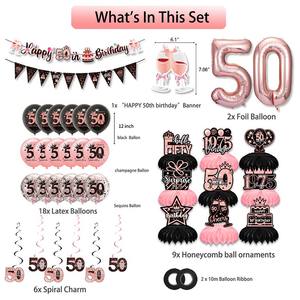 ชุดอุปกรณ์ตกแต่งงานเลี้ยงวันเกิดสีโรสโกลด์ชุดตกแต่งครบรอบแต่งงาน50ปีชุดสำหรับตกแต่งงานปาร์ตี้ - Product Image 2