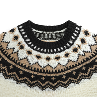 AiNear Vente en gros de logo personnalisé Oem & Odm Pull à manches longues et col rond style norvégien en jacquard en laine pour hommes