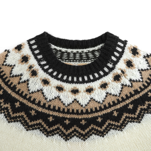 AiNear Vente en gros de logo personnalisé Oem & Odm Pull à manches longues et col rond style norvégien en jacquard en laine pour hommes - Product Image 2