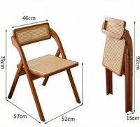 Chaise de salle à manger moderne en bois massif, pliable, avec assise imitation rotin, sans accoudoirs, avec dossier, pour restaurant (vente en gros)