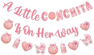 Set di Striscioni e Ghirlande per Baby Shower 'Una Piccola <span class=keywords><strong>Conchita</strong></span> in Viaggio' Tema Dolce Pane Messicano in Acquerello Rosa per Bambine - Product Image 2