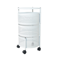 Étagère de rangement rotative à paniers ronds, chariot de rangement à 3 niveaux pour légumes et fruits, chariot roulant de rangement