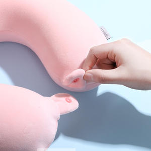 Almohada de viaje portátil en forma de U de espuma viscoelástica Flying Bear, color rosa, para niños - Product Image 3