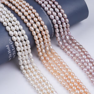 Hàng bán chạy: Ngọc trai tự nhiên bán sỉ 6-7mm, màu hồng tím trắng, dạng hạt gạo, chuỗi ngọc trai nước ngọt - Product Image 1