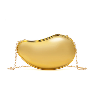 Sac à main en ABS doré brillant pour femmes, élégant, de forme luxueuse, pour soirée, bandoulière chaîne, durable, tendance, fête - Product Image 1