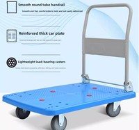Carretilla de Plataforma Plegable de Plástico de Cuatro Ruedas para Carga Pesada, Carretilla Manual OEM Portátil para Almacenamiento en Almacén