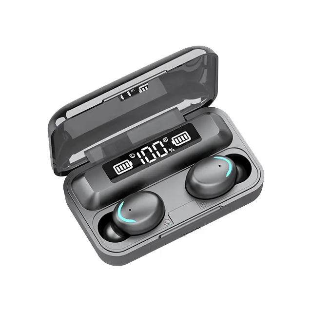 F9-5 LED Light Tws HiFi Headphone Sport Earphone Headset Mini TWS 5.0 Wireless Earbuds With Mic 2000Ahm Charging Box