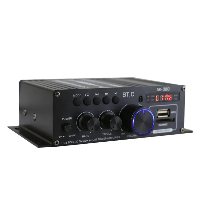 Ricevitore per amplificatori Home Theater HiFi Stereo da tavolo multicanale 12V/100W per auto con Radio USB/SD/AUX/AV/FM