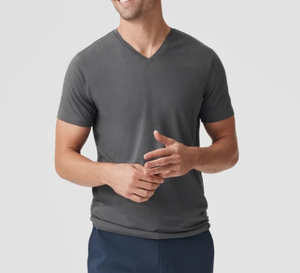 Camiseta Casual de Cuello en V Personalizada de Lujo para Hombre, 100% Algodón, Ligera, 240 g/m², Estampado Muscular, Camiseta Sólida - Product Image 1