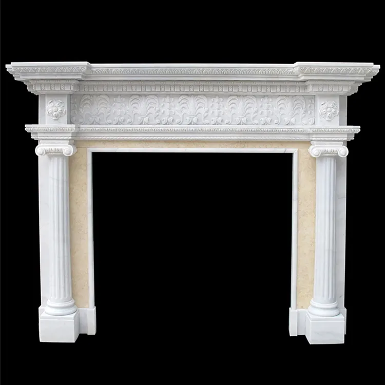 New design office decorative white natural stone marble fireplace