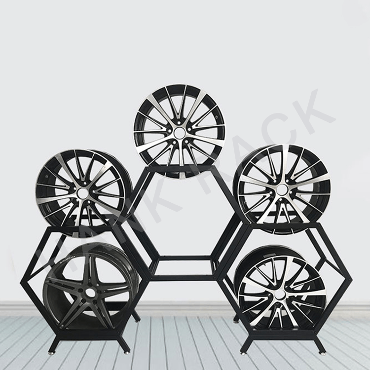 Exhibit Rims Hexagonal Wheel Display Rack - Ideal for Tradeshow Exhibitions