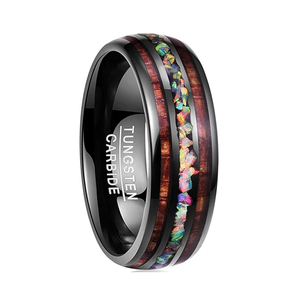 Thời trang 8mm Hawaii gỗ bào ngư vỏ <span class=keywords><strong>Inlay</strong></span> màu xanh Opal Đen <span class=keywords><strong>tungsten</strong></span> carbide nhẫn cho nam giới phụ nữ đám cưới ban nhạc đồ trang sức - Product Image 4