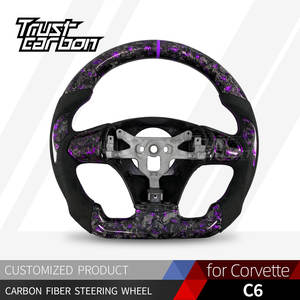 Volante in Fibra di Carbonio Forgiata Personalizzato Stile Sportivo Viola per Chevrolet <span class=keywords><strong>Corvette</strong></span> Z06 2005-2013 Camaro SS <span class=keywords><strong>Corvette</strong></span> C6 C7 C8 - Product Image 2