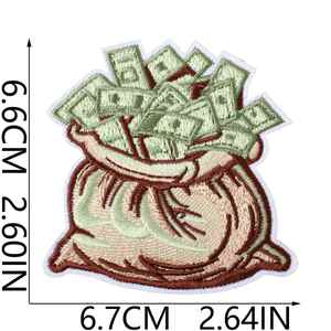 Patch brodé créatif thermocollant motif dollar, crâne, billet de banque, ballon pour décoration DIY - Product Image 6