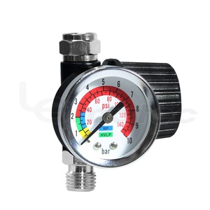 Régulateur de pression d'air LEMATEC 0-140 PSI 0-10 Bar avec manomètre analogique pour pistolet de pulvérisation et outils pneumatiques - Product Image 1