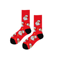 Express Your Thoughts Herbst-Weihnachtsstrümpfe Schneemann Weihnachtsmann Cartoon Wadenlange Stricksocken Hochwertige Ausführung