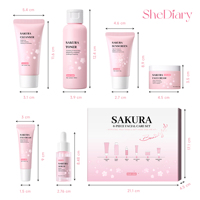 Kit Complet Soin Visage Hydratant au Rétinol, 6 Pièces Sakura : Tonique, Crème, Contour des Yeux, Nettoyant – Réduit les Rides Fines et Éclaircit le Teint