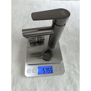 Stainless Steel Gunmetal Washbasin Faucet Single Handle Ceramic Valve 25 In Height <b>Hot</b> <b>Cold</b> Water Mixing - Product Image 4