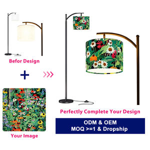 Lámpara de Pie LED de Acuarela Verde Personalizada, Base E27, Pantalla Ajustable Tipo Tambor, Regulable con Control Remoto para Hogar y Oficina - Product Image 3