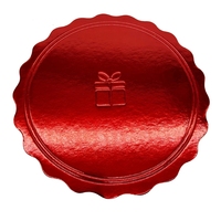 Plateau à gâteau rond en carton compressé, coupe festonnée, design personnalisé, qualité alimentaire, base robuste, plateau à gâteau doré