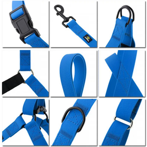 Set tali dan kekang anjing poliester Logo kustom kualitas tinggi grosir tali hewan peliharaan pola timah kucing peliharaan tahan air - Product Image 2