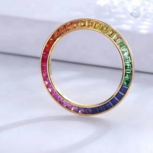 Pièces de rechange pour montre en diamant moissanite personnalisées, insert de lunette arc-en-ciel, anneau de rechange pour accessoires de montre - Product Image 5