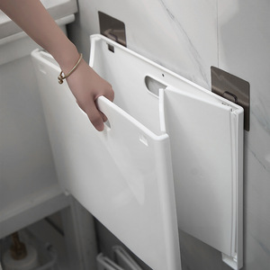 Foldable Wall Mounted Laundry Basket Gray Rectangle Storage <b>Box</b> For Bathroom Space <b>Saving</b> Organizer - Product Image 3