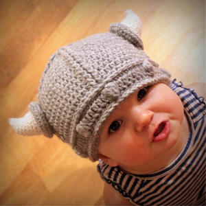 Viking guerrier bébé chapeau fait à la main tricot Crochet bonnet <span class=keywords><strong>casque</strong></span> nouveau-né photographie accessoire enfants chevalier - Product Image 4
