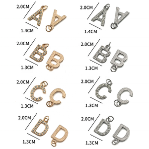 字母吊坠水钻字母魅力A-Z DIY珠宝制作用品项链、手镯和钥匙扣 - Product Image 4