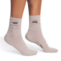 Chaussettes pour femmes, double aiguille, décontractées, logo personnalisé, automne, usage quotidien, respirantes, écologiques, antibactériennes, absorbant la transpiration